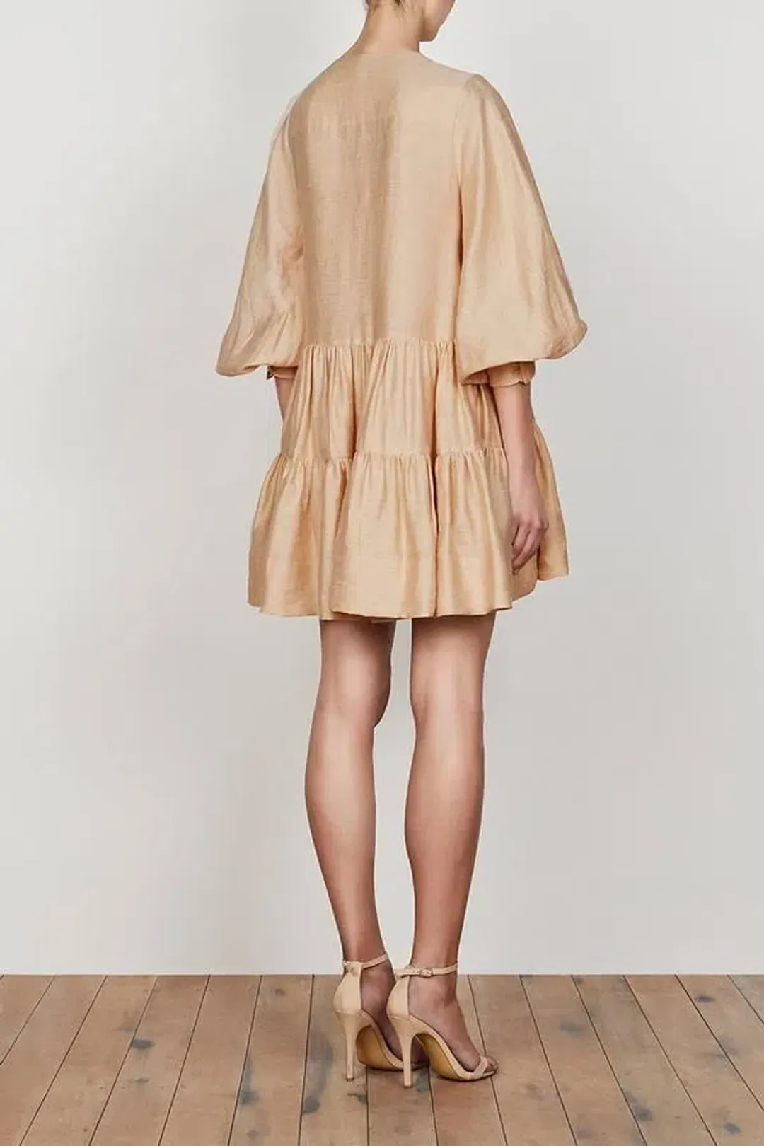 Shona Joy Savoye Linen Tuxedo Shirt Dress Biscuit Size10 for rent on The Volte - main image
