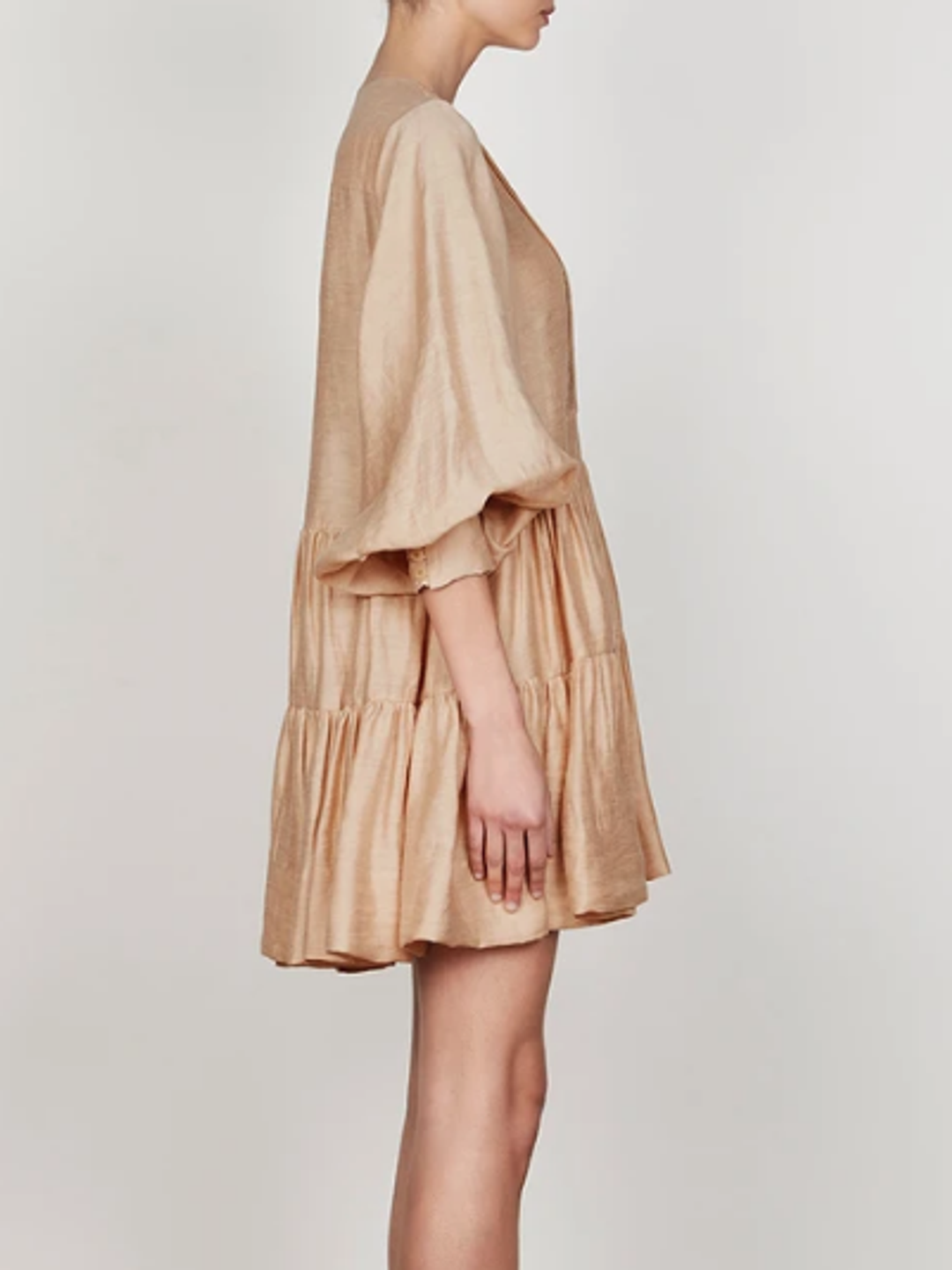 Shona Joy Savoye Linen Tuxedo Shirt Dress Biscuit Size10 for rent on The Volte - main image