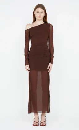 Bec & Bridge Fae Asym Long Sleeve Dress Cocoa Brown Size 10 for rent on The Volte - image 2