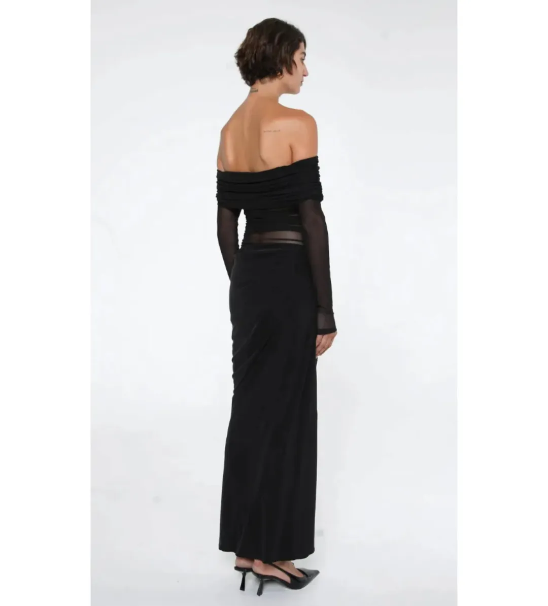 Benni Yasmin Off-Shoulder Maxi Dress Black Size AU 10 for rent on The Volte - main image