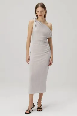 MISHA Nyra Midi Dress Silver Cloud Size 6/XS for rent on The Volte - image 1