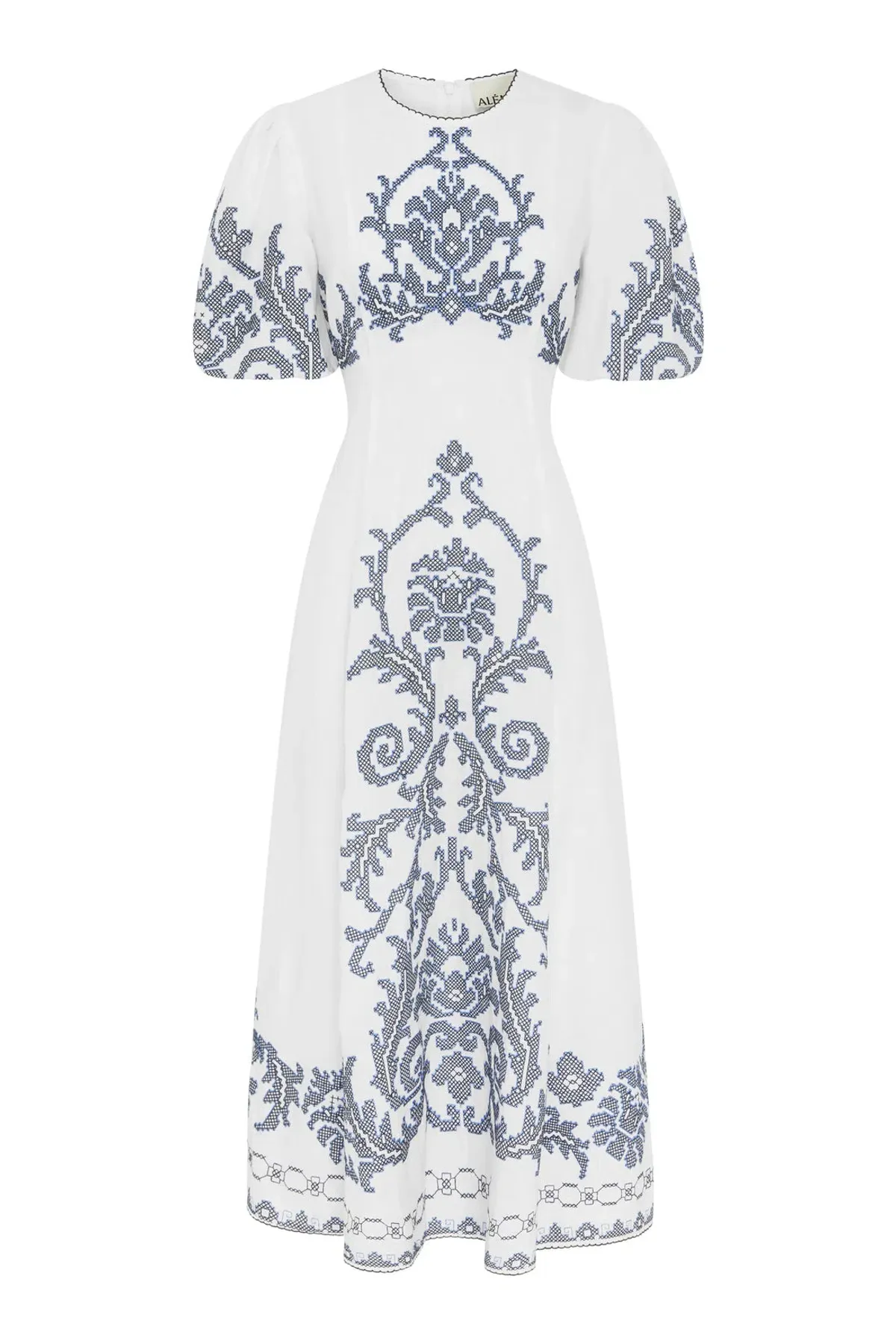 Alemais Hazel Embroidered Midi Dress White Print Size 14 - Image 6