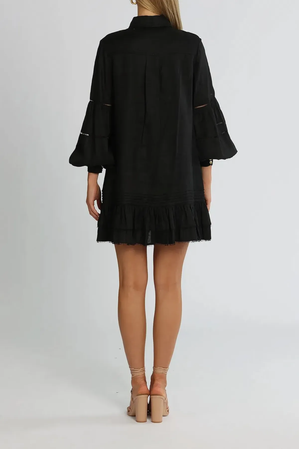 Aje Lotus Shirt Dress Mini Black Size AU 4 - Image 3