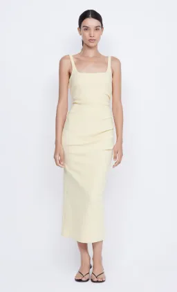 Bec & Bridge Karina Tuck Midi Dress Butter Yellow Size 6 for rent on The Volte - image 1