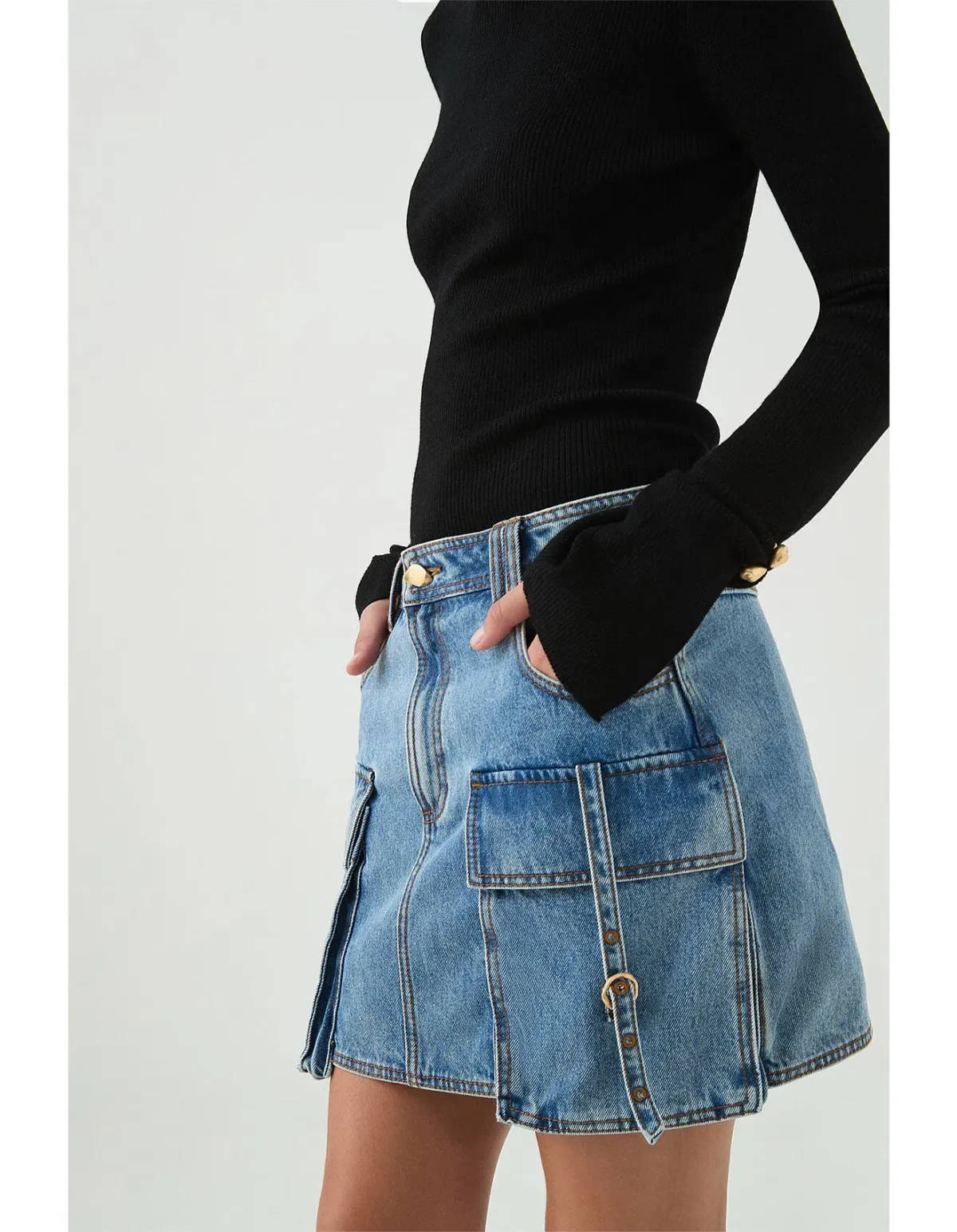 Aje Juno Cargo Micro Mini Skirt Blue Size AU 12 - Image 3