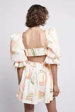 Aje Dress Imprint Mini Short Puff Cream Sleeve Size 12 for rent on The Volte - image 5