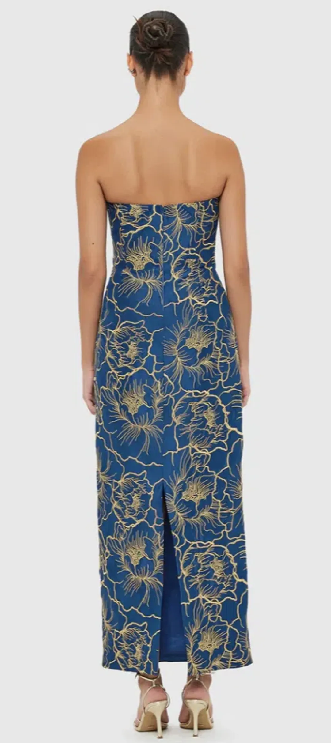 Leo Lin Rayna Bustier Maxi Dress Marine Blue Size 6 for rent on The Volte - main image