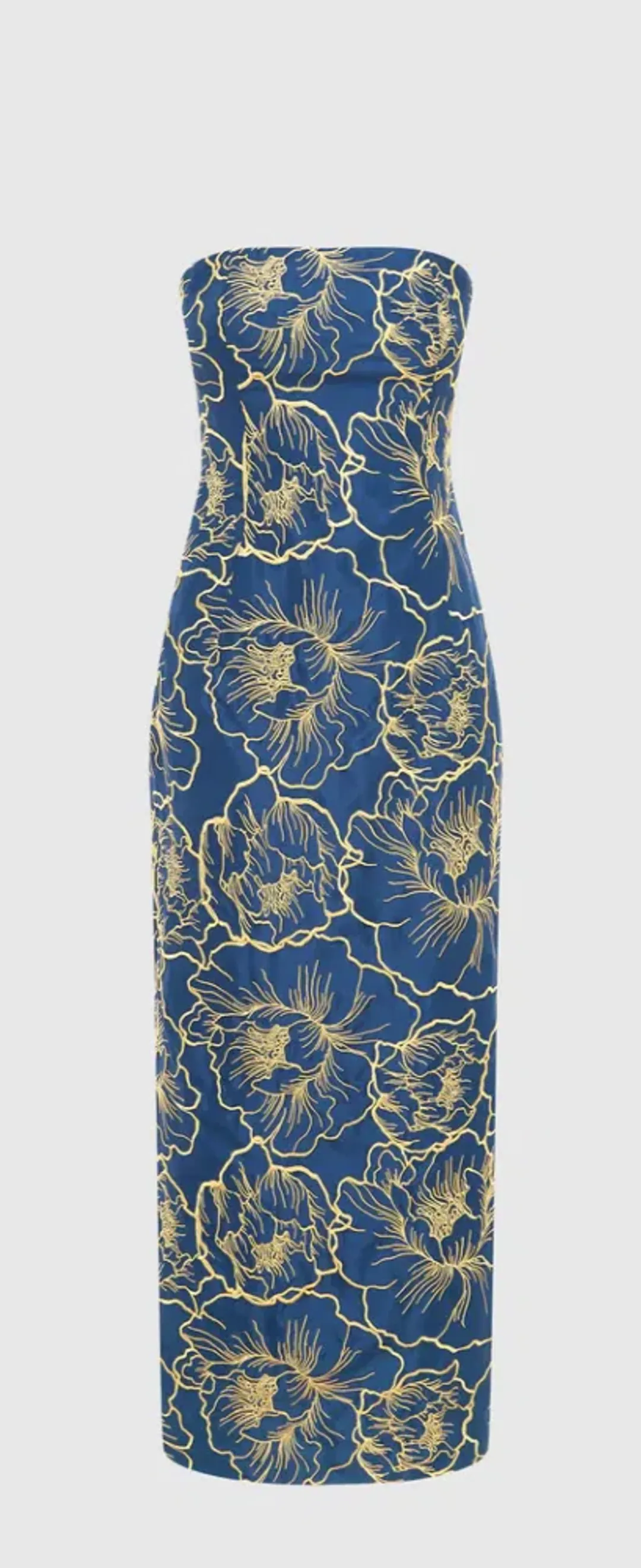 Leo Lin Rayna Bustier Maxi Dress Marine Blue Size 6 for rent on The Volte - main image