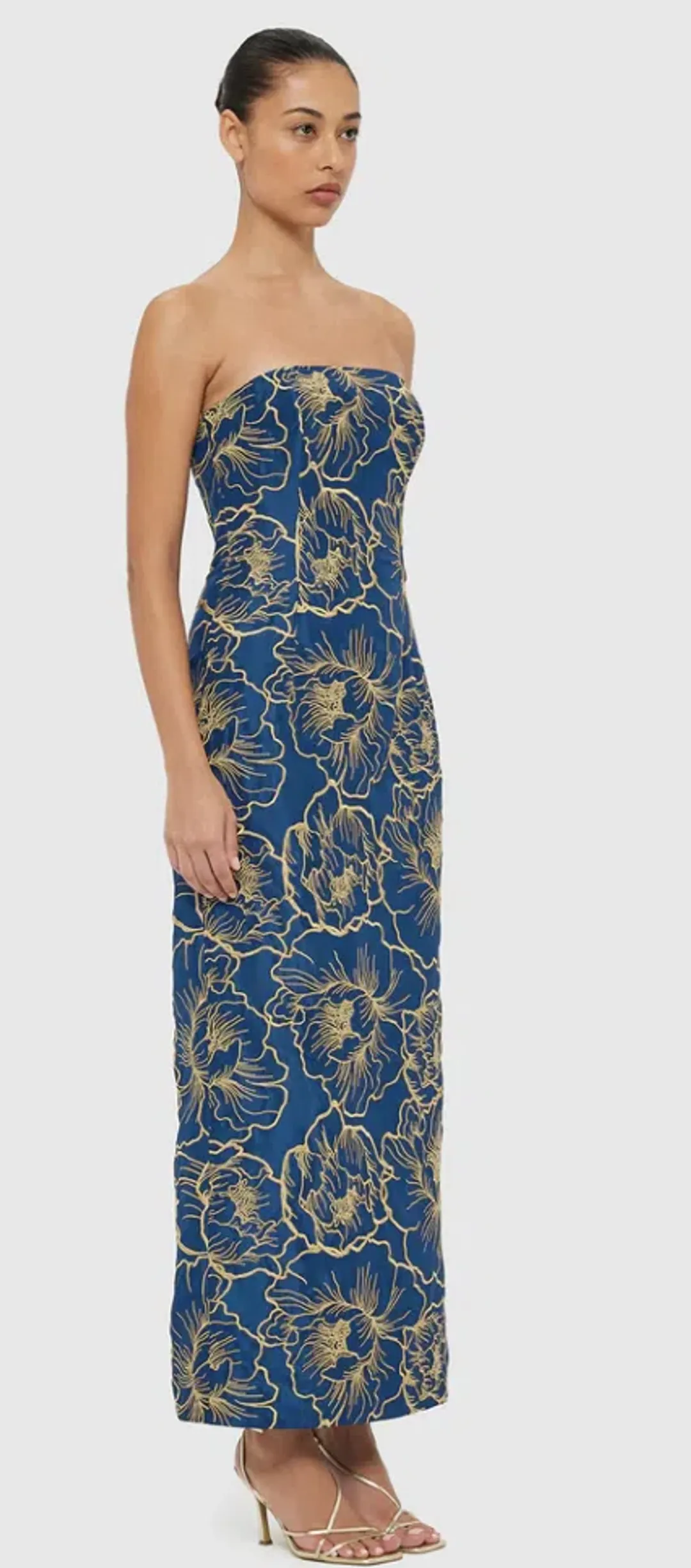 Leo Lin Rayna Bustier Maxi Dress Marine Blue Size 6 for rent on The Volte - main image