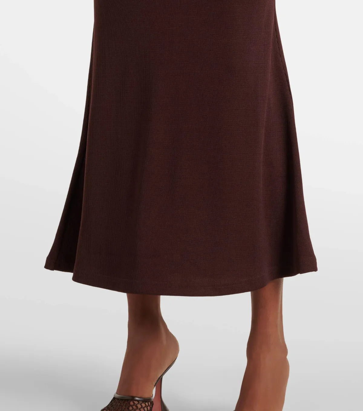 Christopher Esber Spiral Crystal Ribbed-Knit Midi Dress Mahogany Size 10 - Image 4