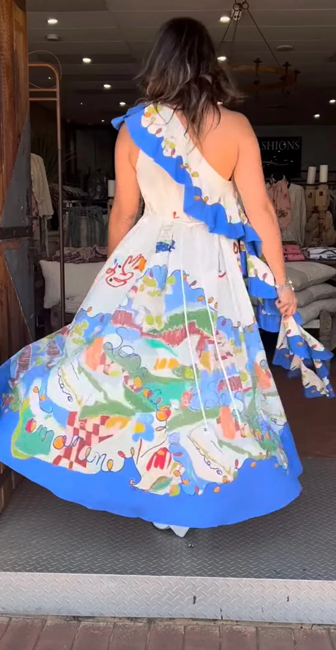 Alemais Nadia Dress One Shoulder Ruffle Maxi Print Size AU 16 for rent on The Volte - main image