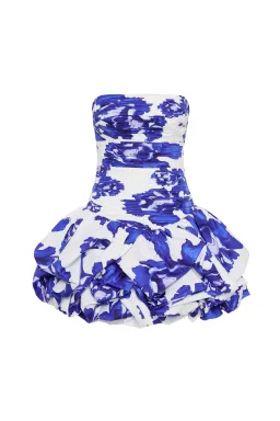 Aje Violette Bubble Hem Boldly Blooming Cobalt Mini Dress Blue Size 10 for rent on The Volte - image 5