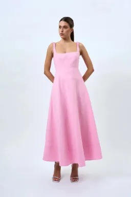 By Johnny Daphne Bust Midi Dress Taffy Pink Size AU 10 for rent on The Volte - image 1