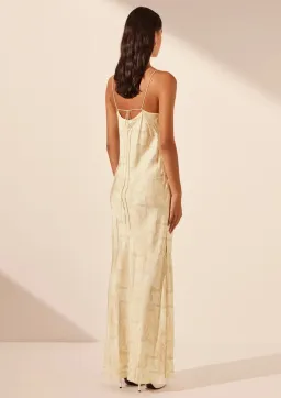 Shona Joy Plunged Slip Tie Maxi Dress Medina Print Size 4 for rent on The Volte - image 5
