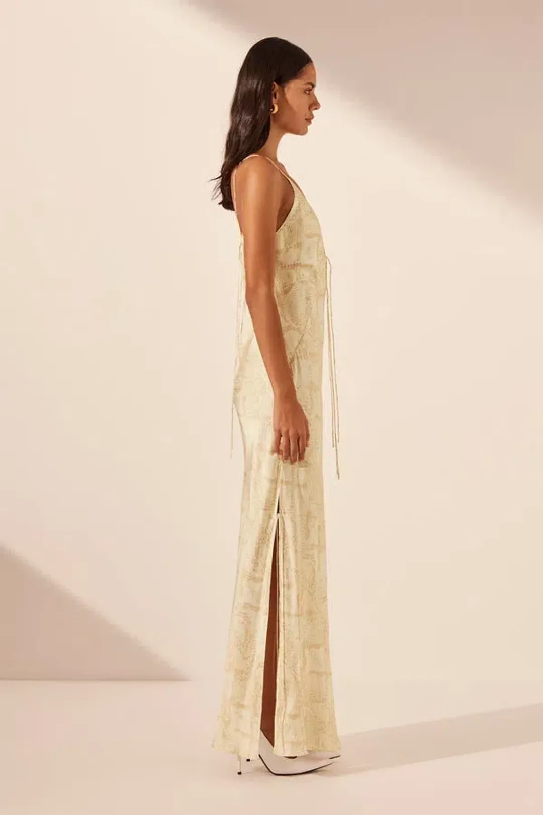 Shona Joy Plunged Slip Tie Maxi Dress Medina Print Size 4 for rent on The Volte - main image