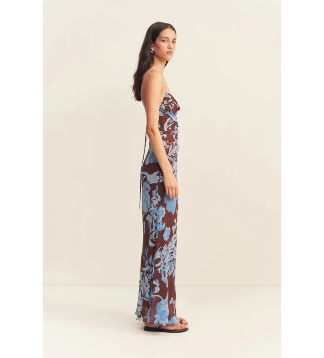 Shona Joy Olson Lace Back Bias Maxi Dress in Arcadian Floral Size AU 10 for rent on The Volte - main image