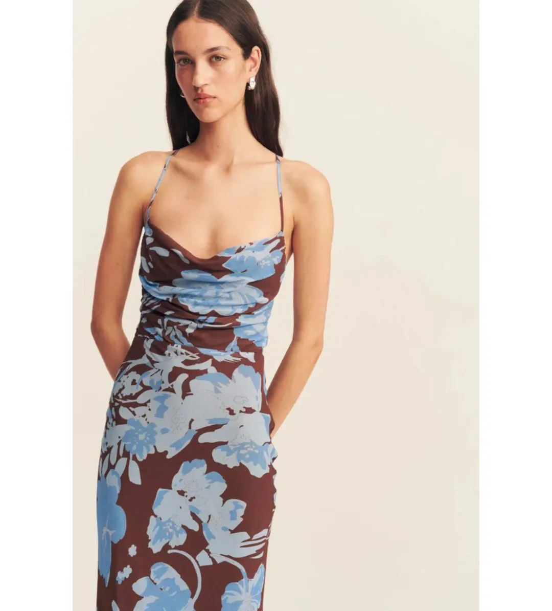 Shona Joy Olson Lace Back Bias Maxi Dress in Arcadian Floral Size AU 10 for rent on The Volte - main image
