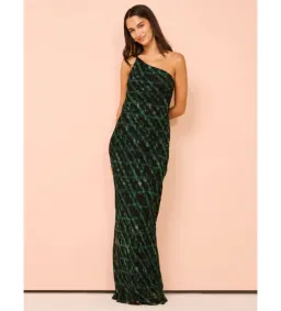 Shona Joy Remi One Shoulder Cowl Back Maxi Dress in Rosemary/Black Size AU 8 for rent on The Volte - image 1