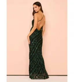 Shona Joy Remi One Shoulder Cowl Back Maxi Dress in Rosemary/Black Size AU 8 for rent on The Volte - image 3