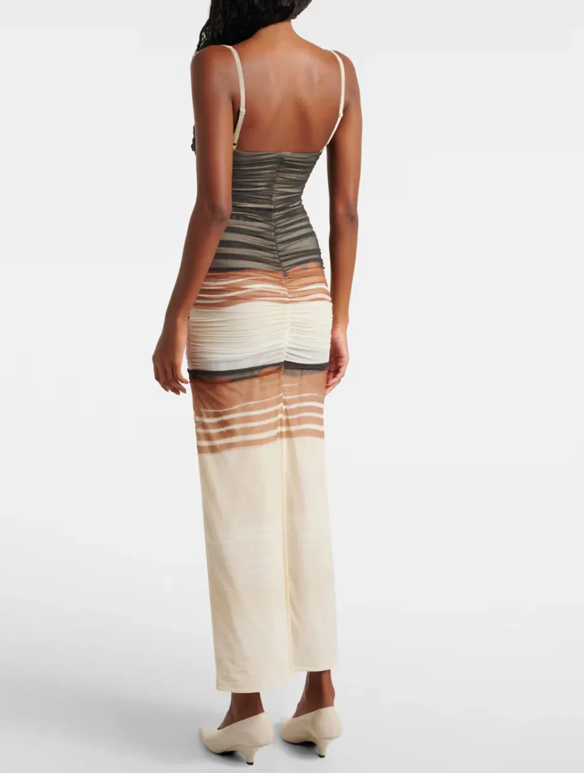 SIR The Label Breeze Striped Ruched Mesh Midi Dress Multi Size 0 / AU 6 - Image 2
