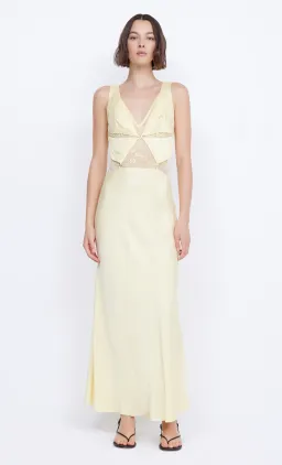 Bec & Bridge Juliette V Neck Maxi Dress Butter Yellow Size AU 10 for rent on The Volte - image 1