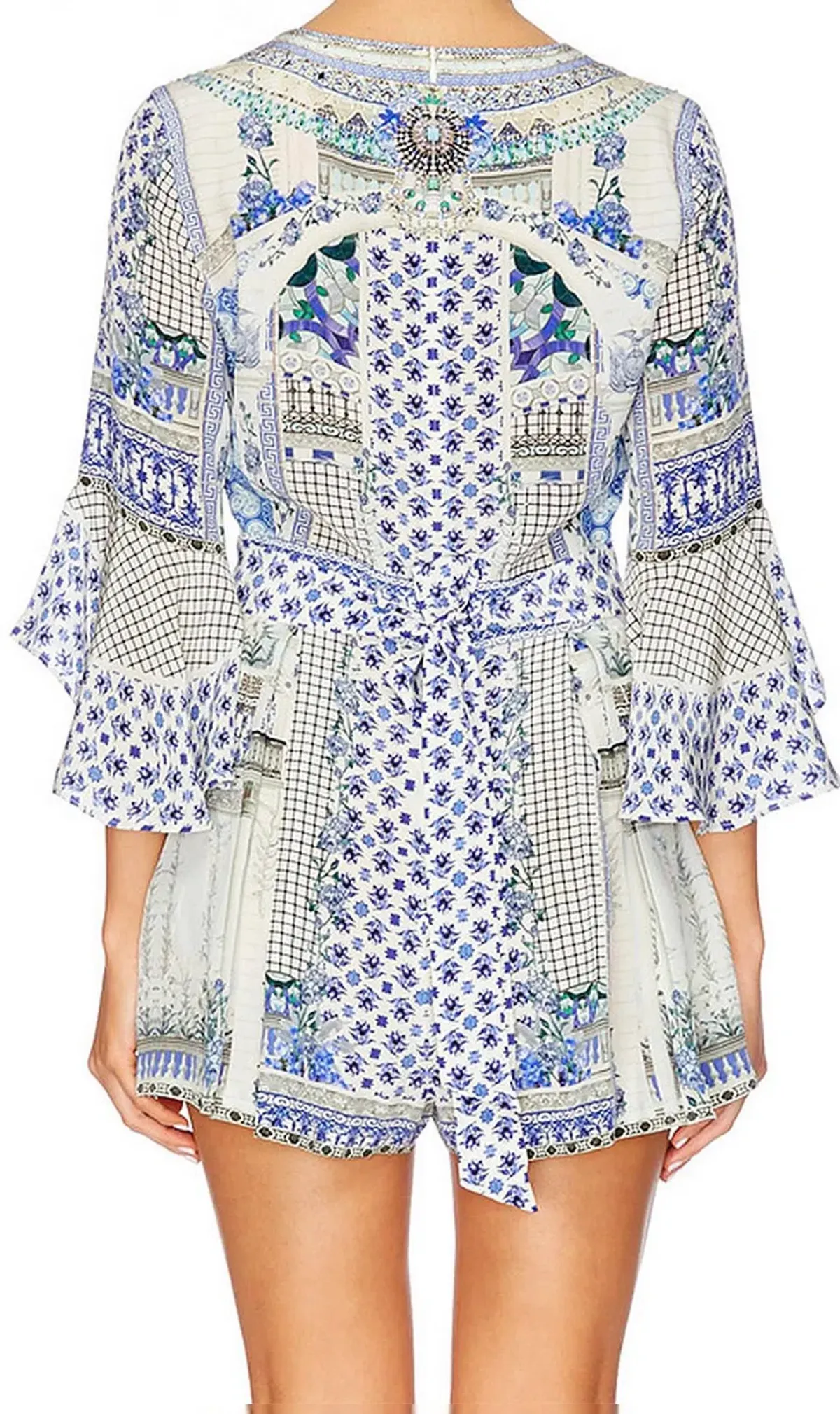 Camilla Salvador Summer Low V Neck Playsuit Print Size 10 - Image 3