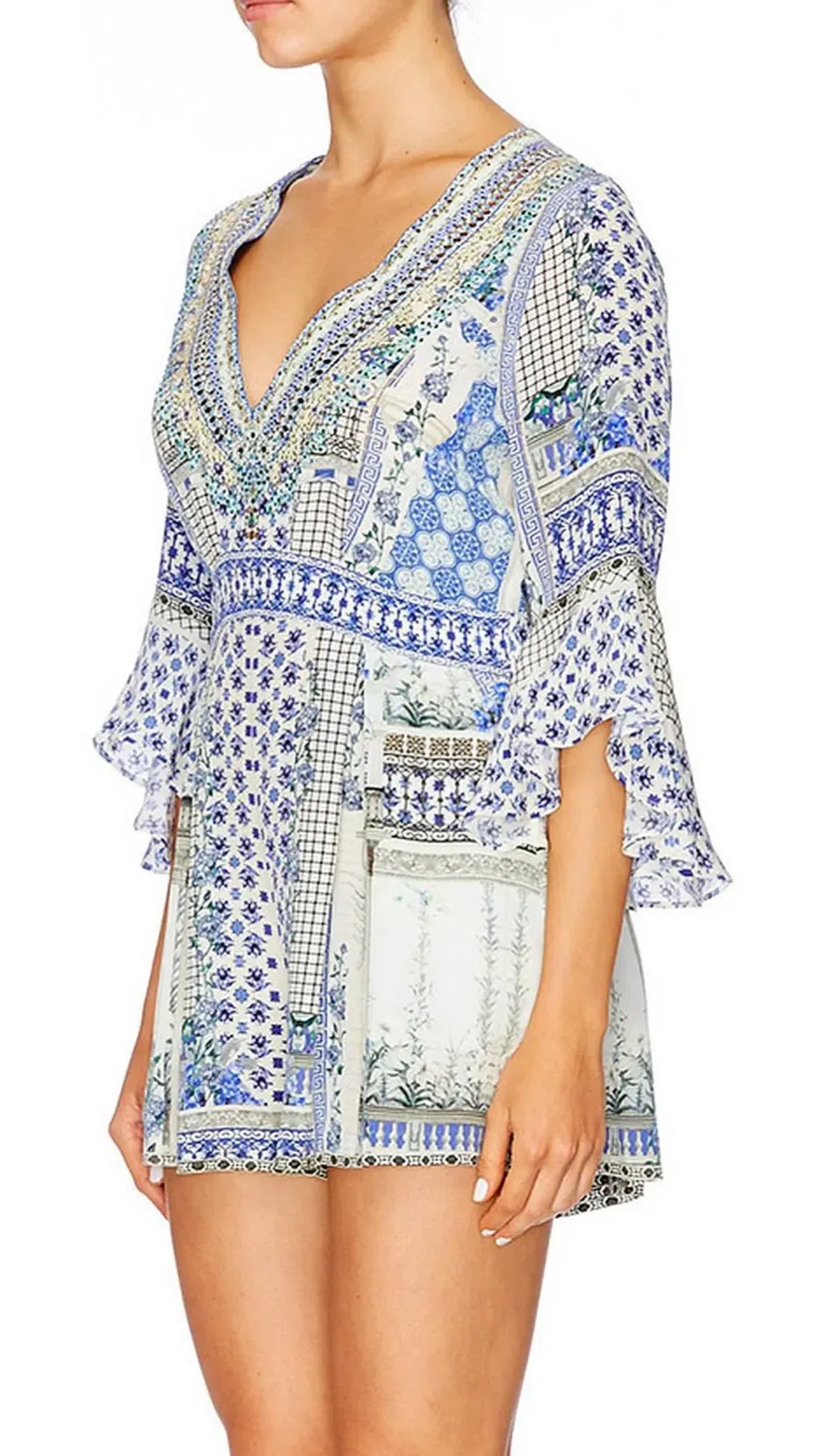 Camilla Salvador Summer Low V Neck Playsuit Print Size 10 - Image 2