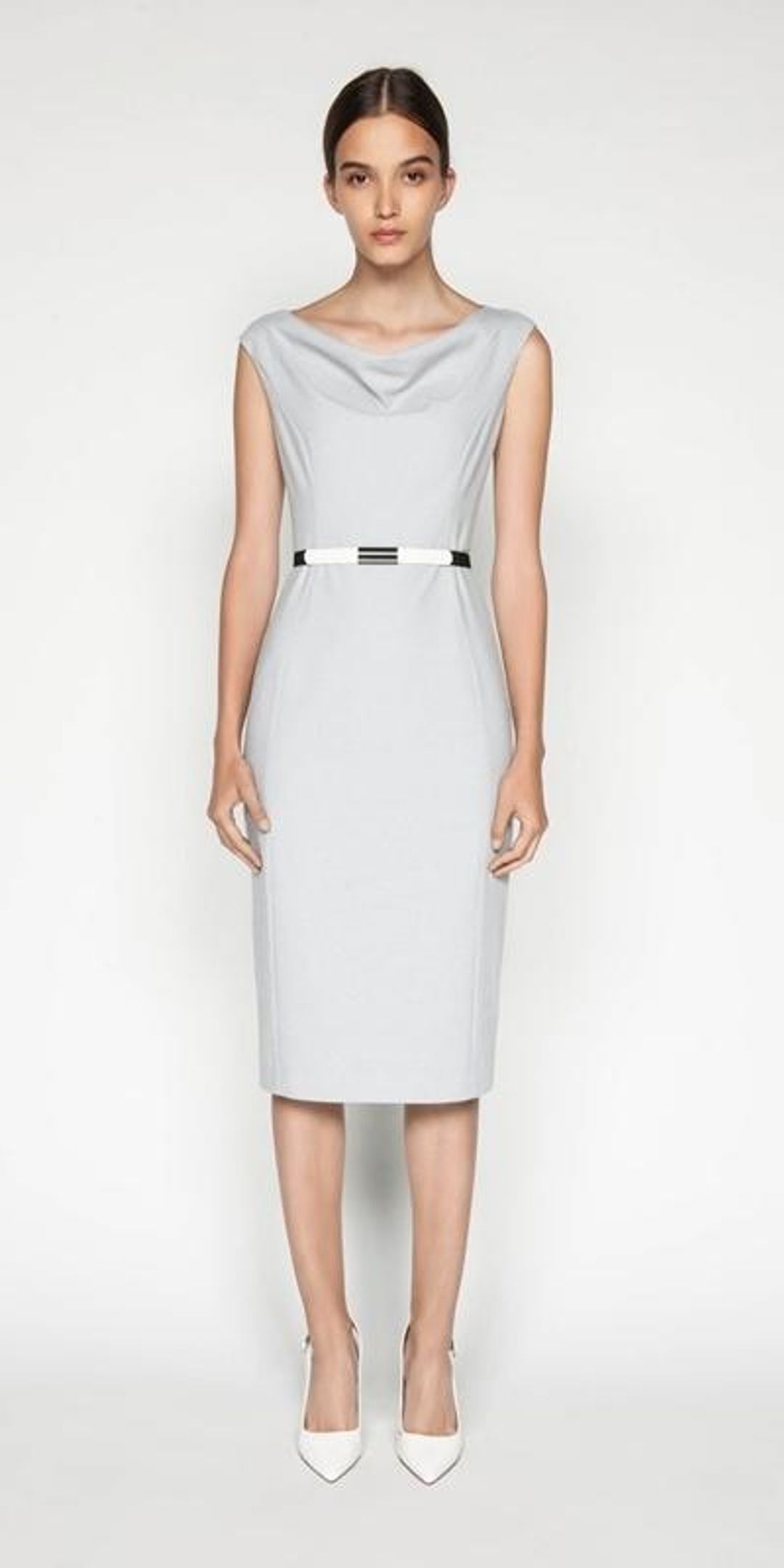 Cue Belted Textured Pencil Dress Size 6 for rent on The Volte - main image