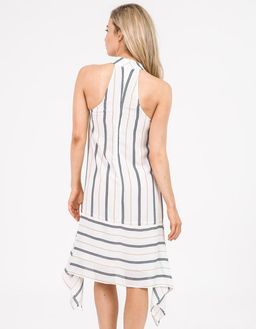 Shona Joy High Neck Handkerchief Dress Navy Gold Stripe Size 8 for rent on The Volte - image 3