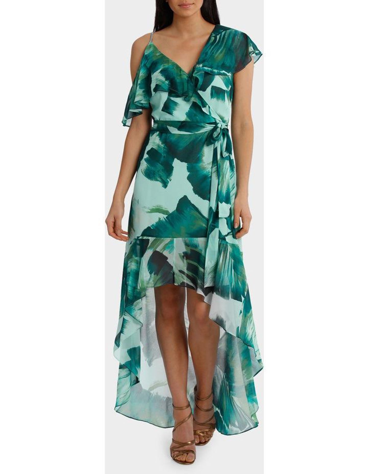 Wayne Cooper Asymetric Frill Maxi Dress Size 8 for rent on The Volte - main image