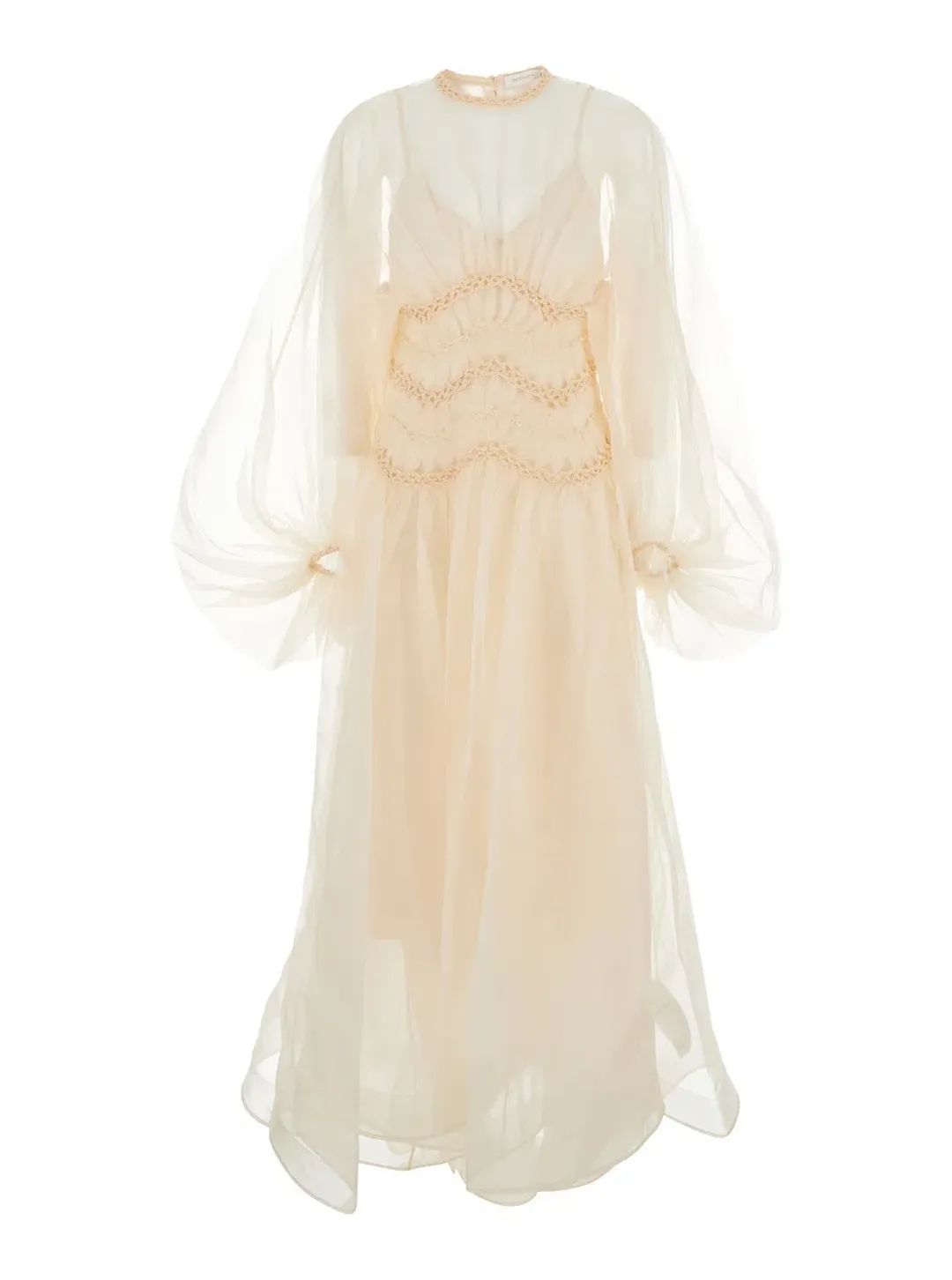 Zimmermann Illuminate Macrame Gown Midi Cream Size AU 8 for rent on The Volte - main image