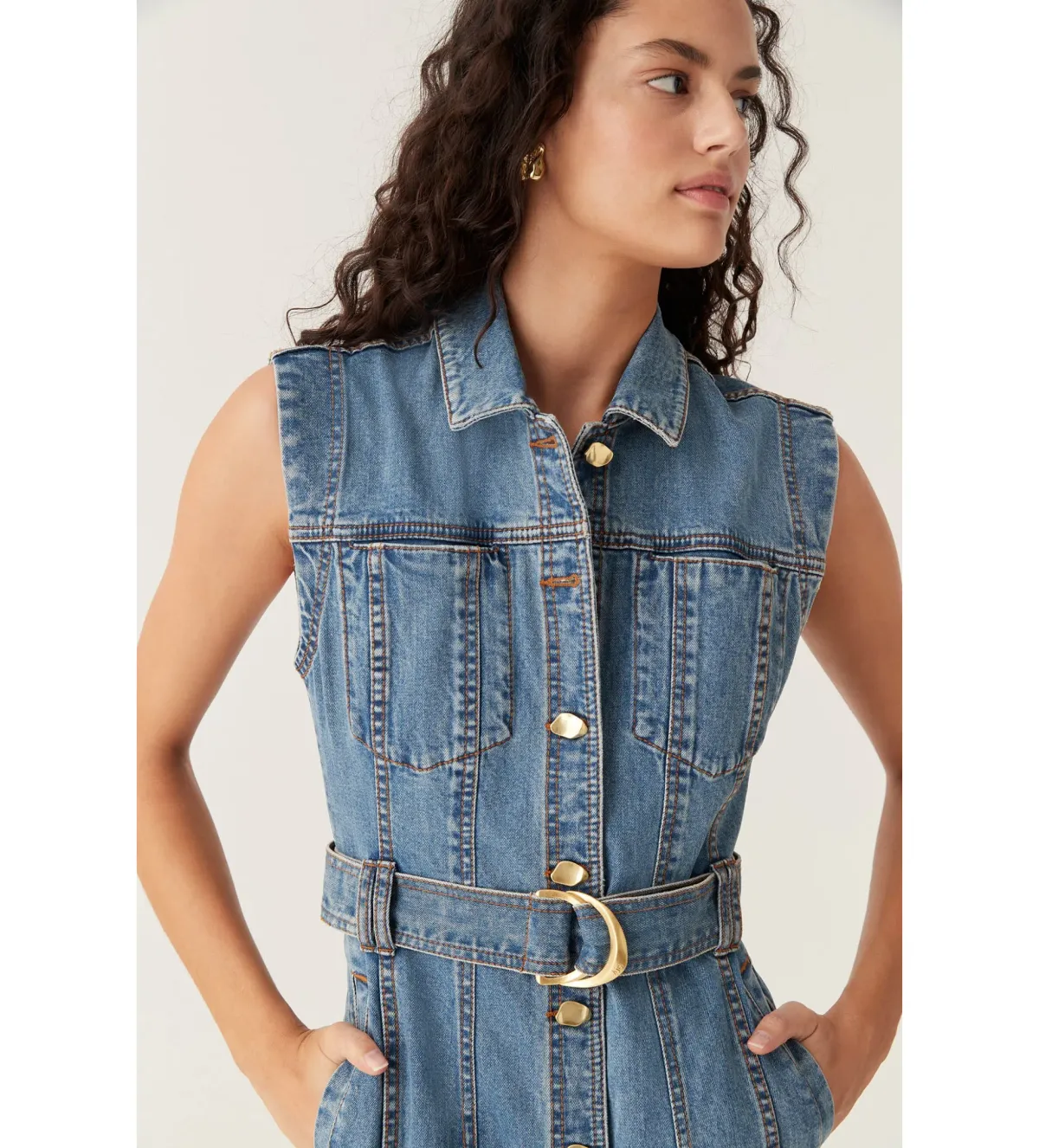 Aje Darcie Denim Midi Dress in 90's Wash Size AU 6 - Image 2
