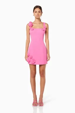 Elliatt Trompe 3D Floral Mini Dress Pink Size 10 for rent on The Volte - image 1