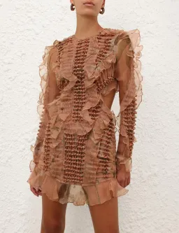 Zimmermann Illuminate Braided Mini Dress Cotton Candy Size 0 for rent on The Volte - image 3