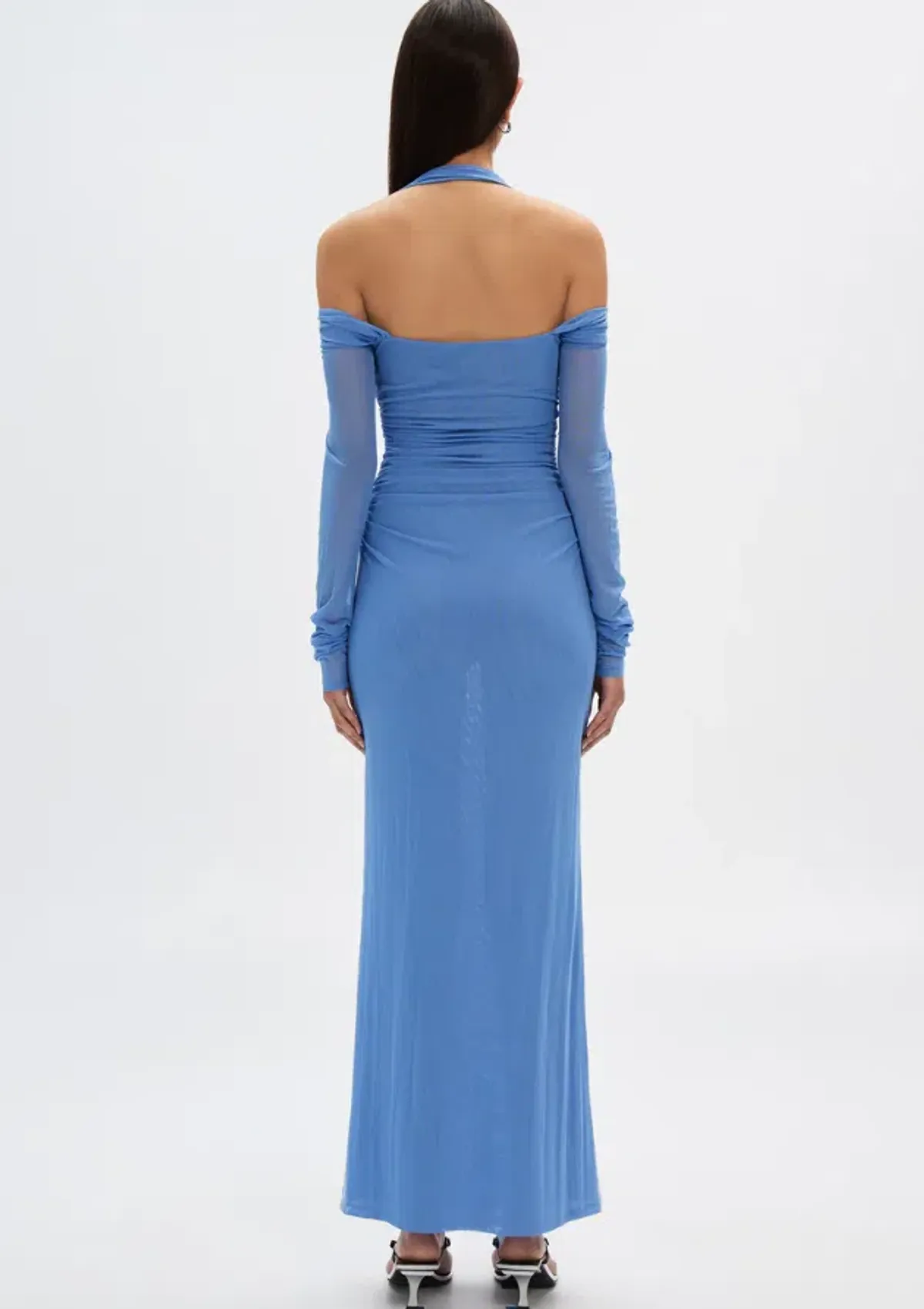 Misha Sonet Mesh Dress Cornflower Blue Maxi Size 10 - Image 3