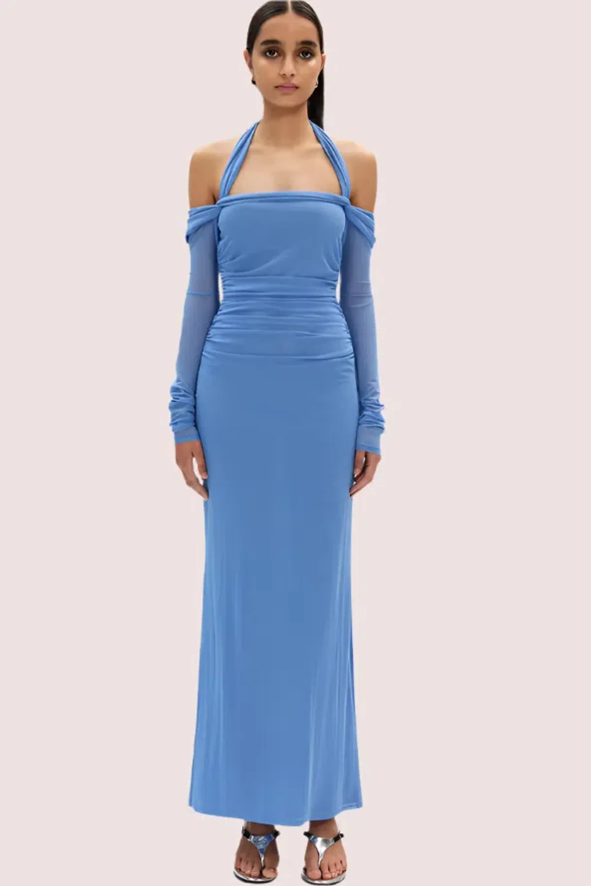 Misha Sonet Mesh Dress Cornflower Blue Maxi Size 10 - Image 1