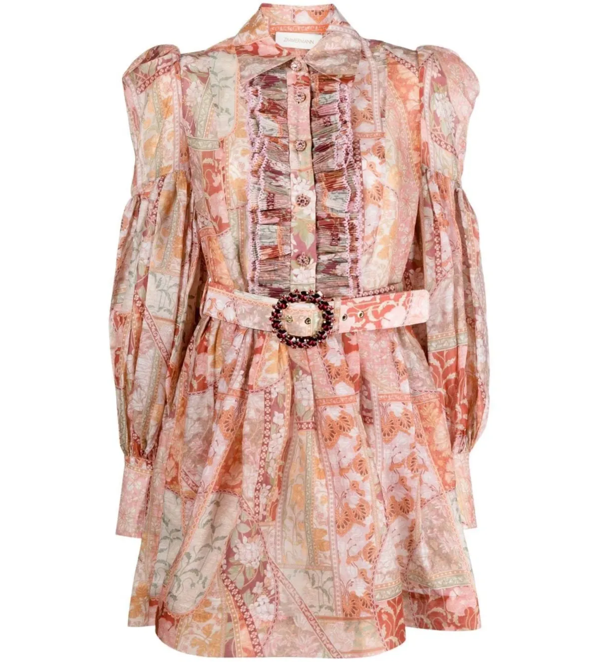 Zimmermann Kaleidoscope Tuxedo Frill Mini Dress Size 0 / AU 8 - Image 5