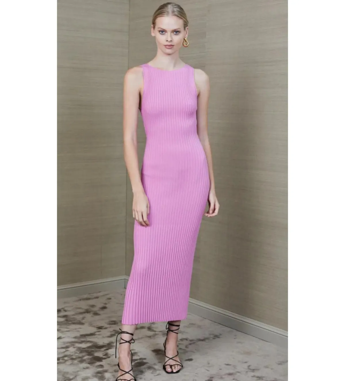 Bec & Bridge White Water Midi Dress Bubble Gum Pink Size 10 for rent on The Volte - main image