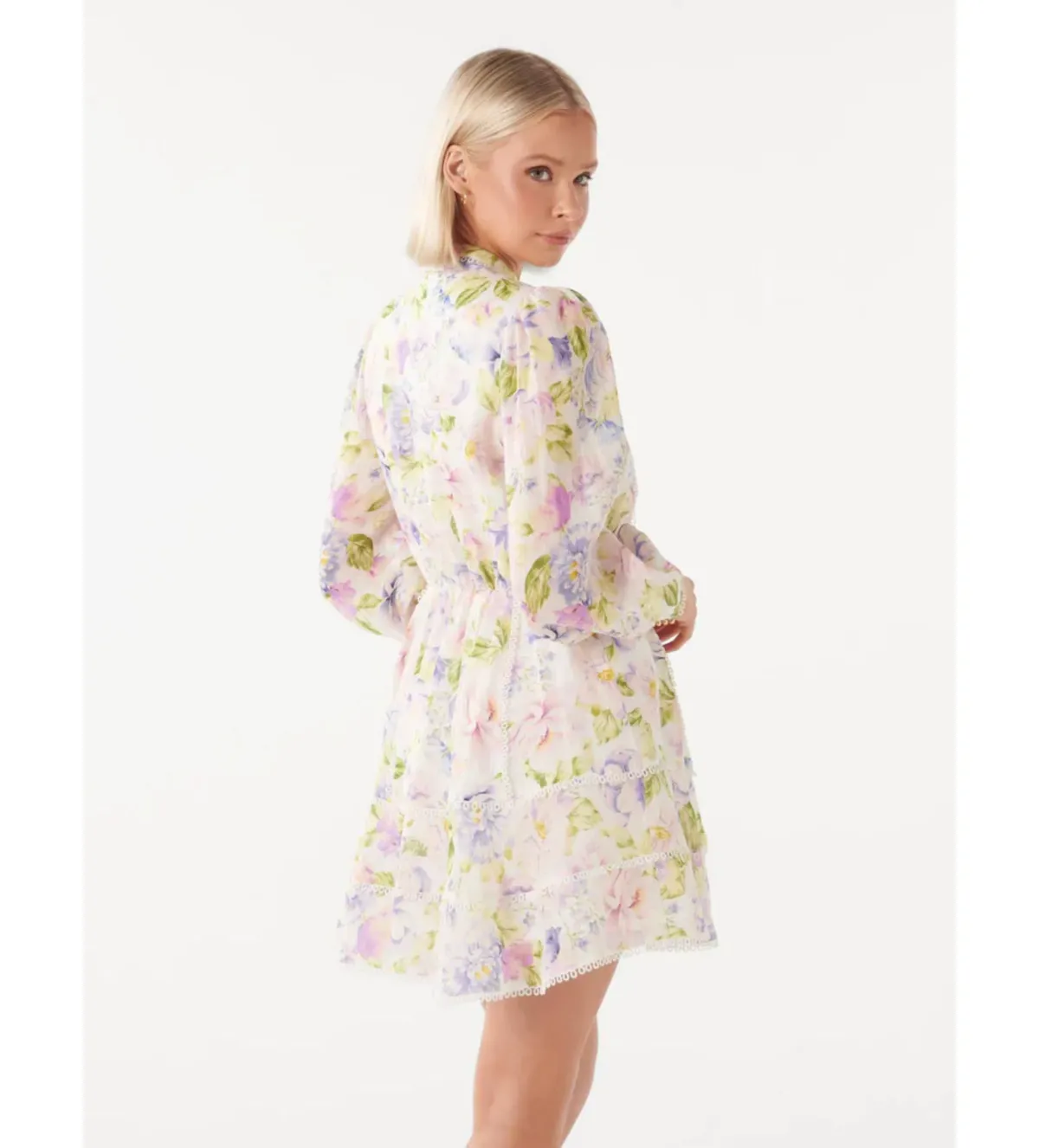 Forever New Vanessa Trim Skater Dress Light Floral Print Size 6 - Image 2