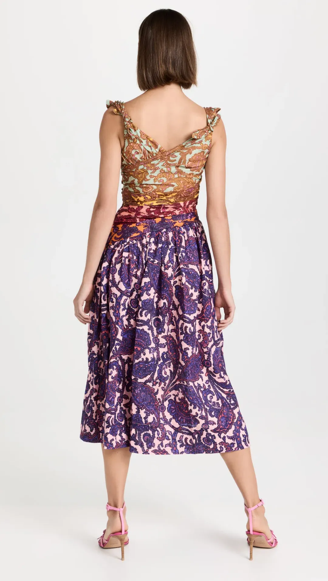 Zimmermann Tiggy Bow Midi Dress Spliced Paisley Size AU 6 for rent on The Volte - main image