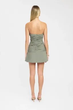 Kookai Romeo Strapless Mini Dress in Moss Size 6 for rent on The Volte - image 3