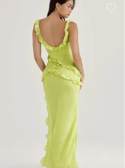 House Of CB Pixie Dress Lime Green Ruffle Front Size 10 for rent on The Volte - image 3