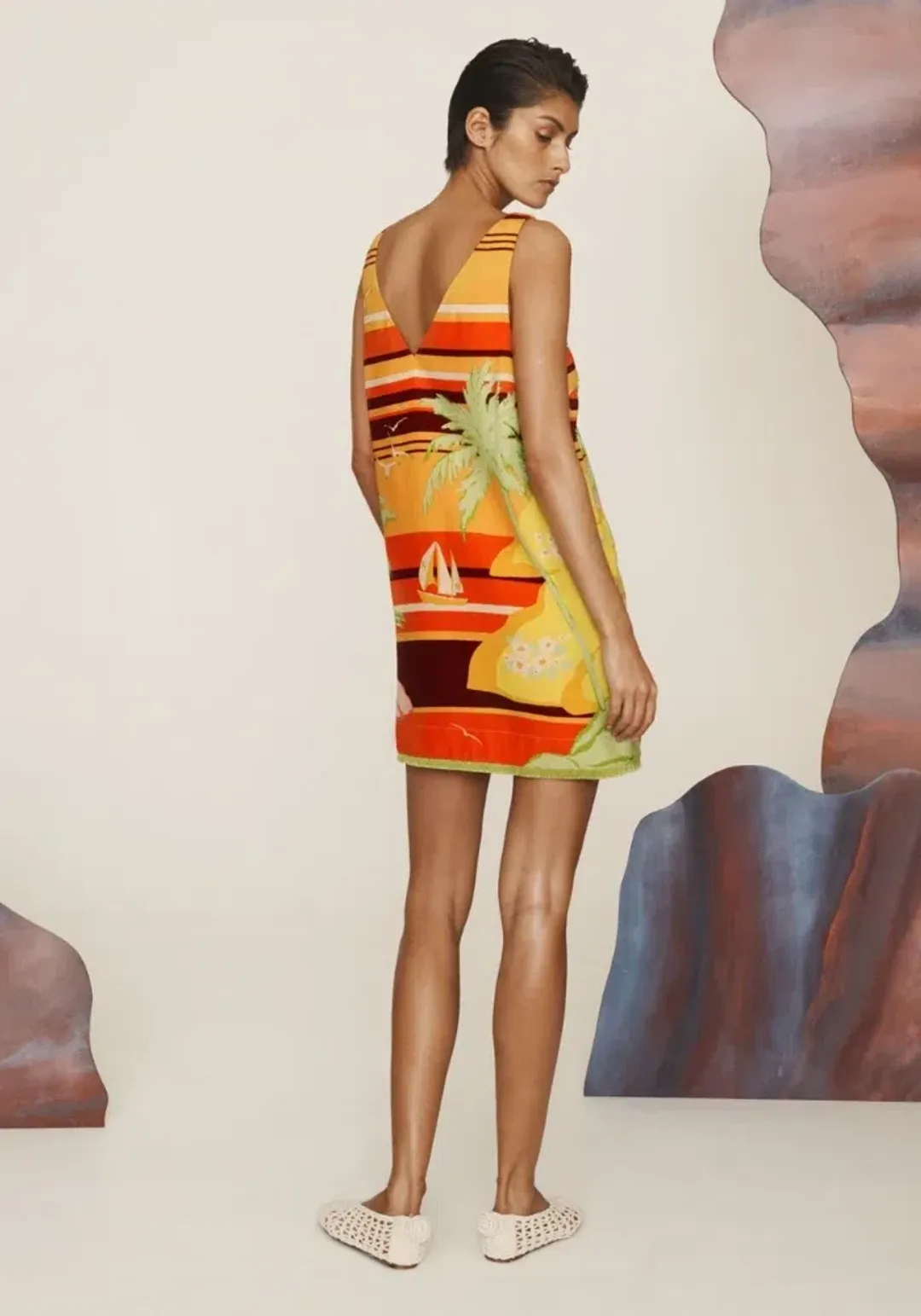Alemais Palm Island V Neck Mini Dress Multi Size 6 for rent on The Volte - main image