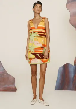 Alemais Palm Island V Neck Mini Dress Multi Size 6 for rent on The Volte - image 1