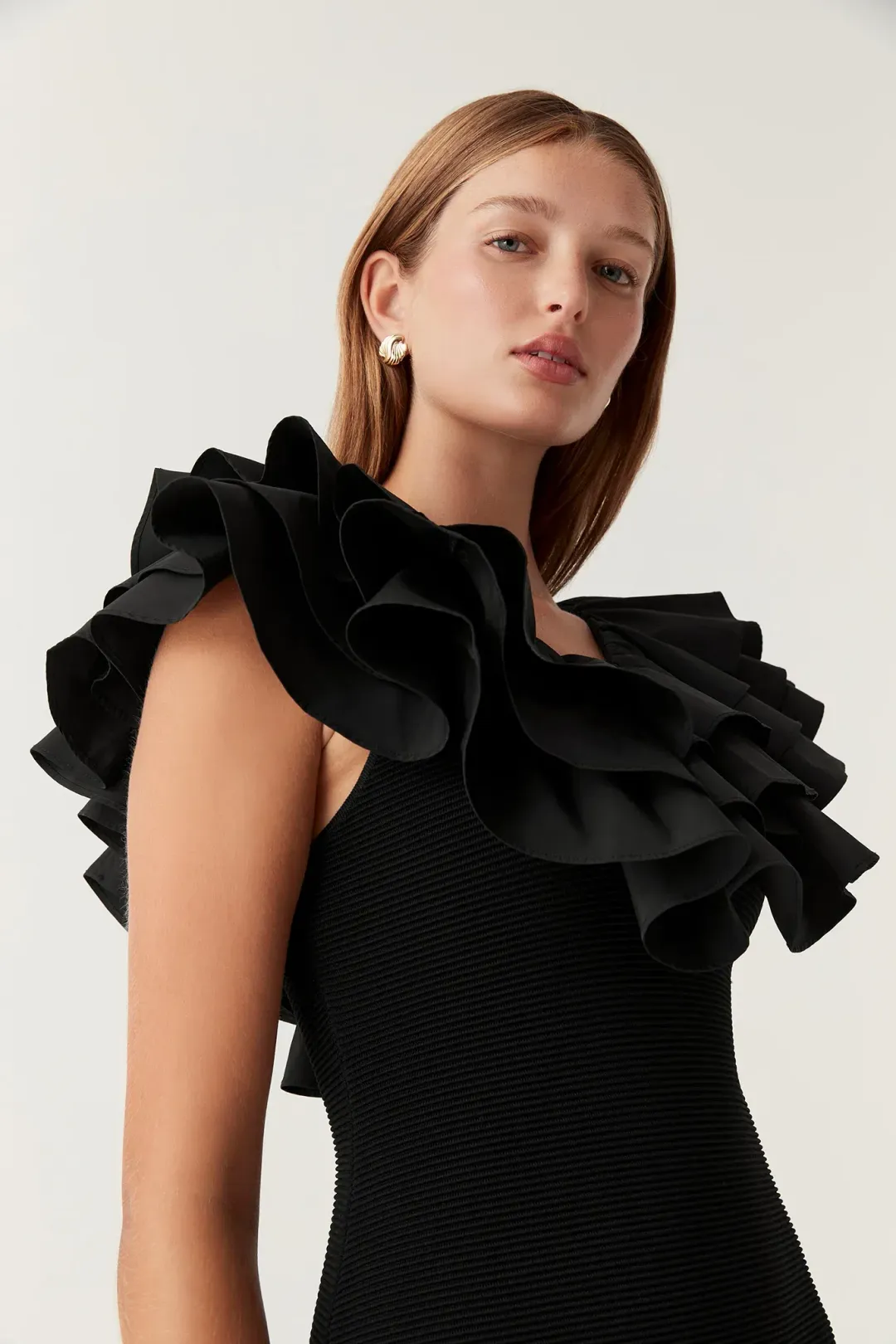AJE Transcendent Ruffle Midi Dress AU 6 XS for rent on The Volte - main image