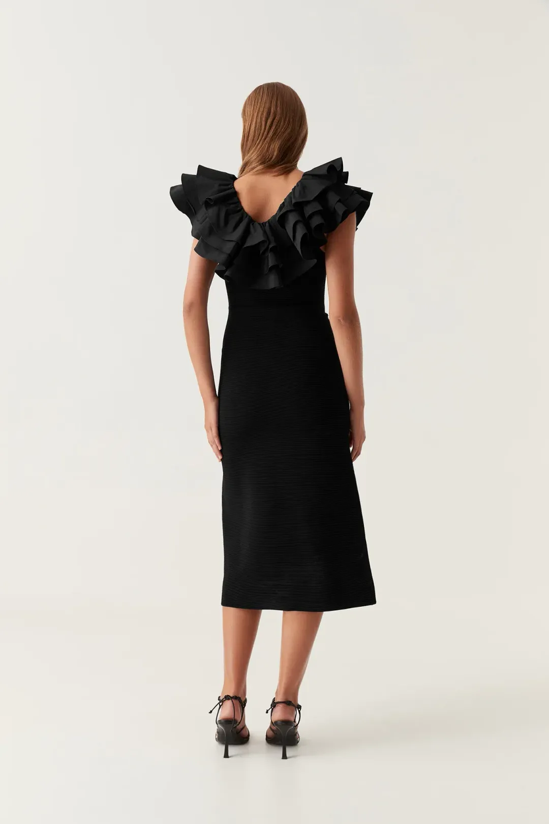 AJE Transcendent Ruffle Midi Dress AU 6 XS for rent on The Volte - main image