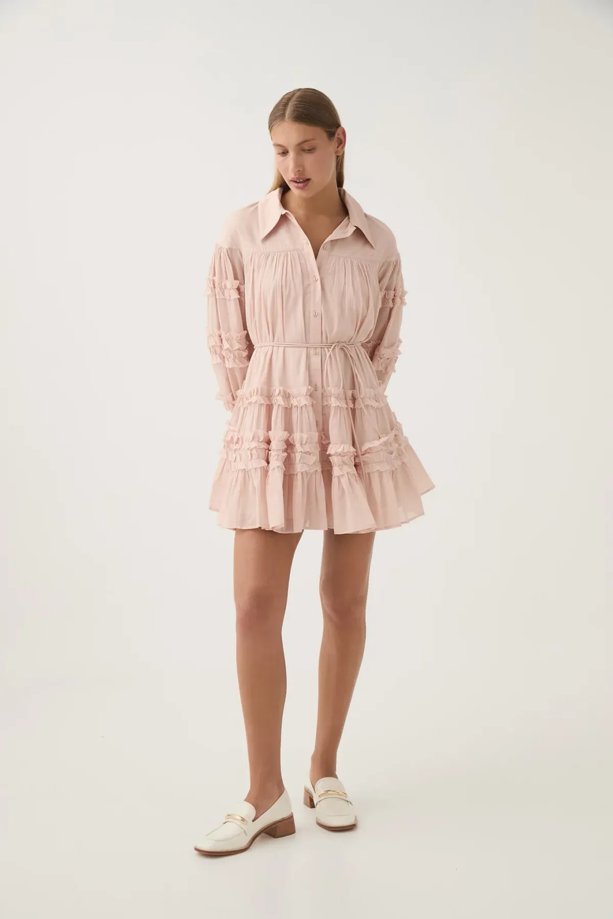 Aje Pastiche Tiered Mini Dress AU 8 for rent on The Volte - main image