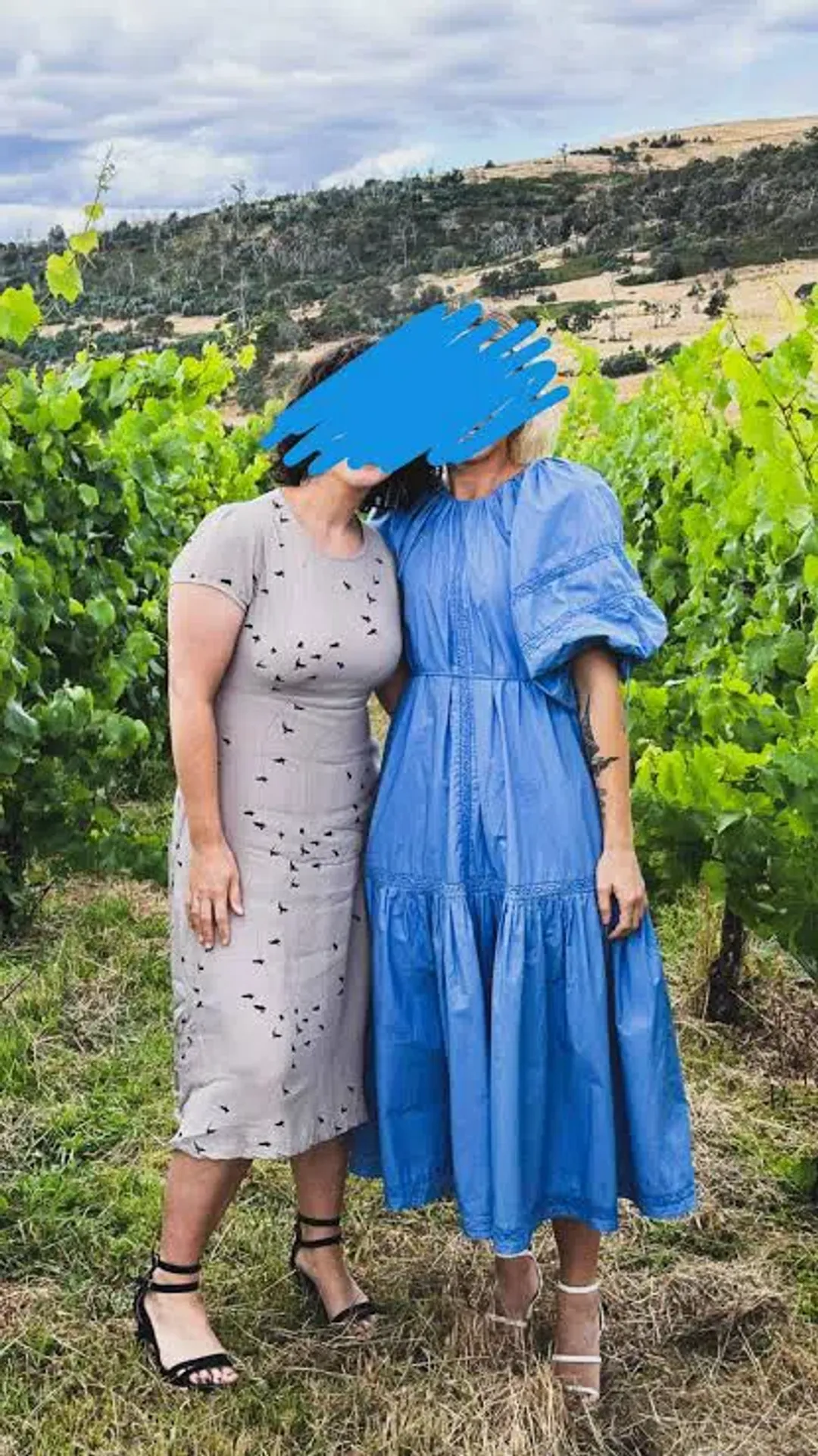Joslin Vivienne Organic Cotton Smock Midi Dress Blue Size 8 for rent on The Volte - main image