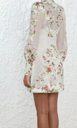 Zimmermann Radiate Applique Shirt Mini Dress Floral Size 2 / Aus 10 for rent on The Volte - image 2
