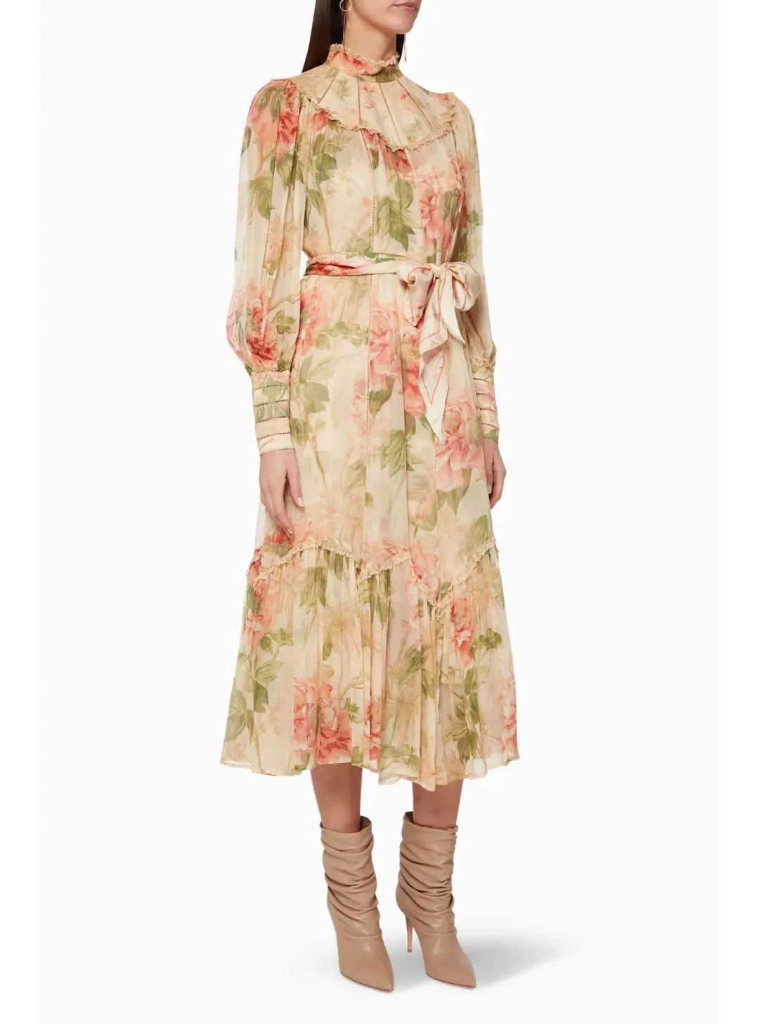 Zimmermann Espionage Swing Yoke Midi Dress in Antique Peony Size 1 / AU 10 for rent on The Volte - main image